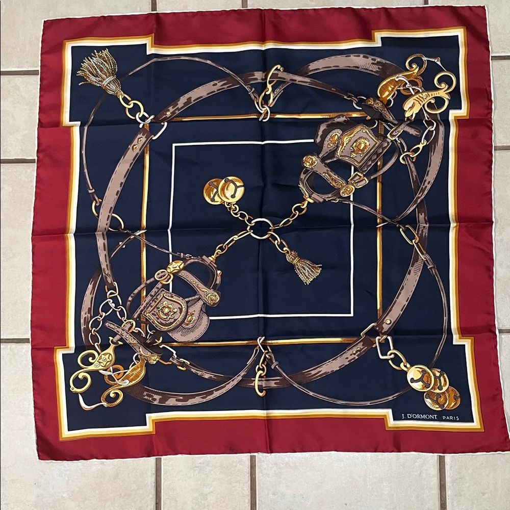 Elegant Red and Navy Square Scarf